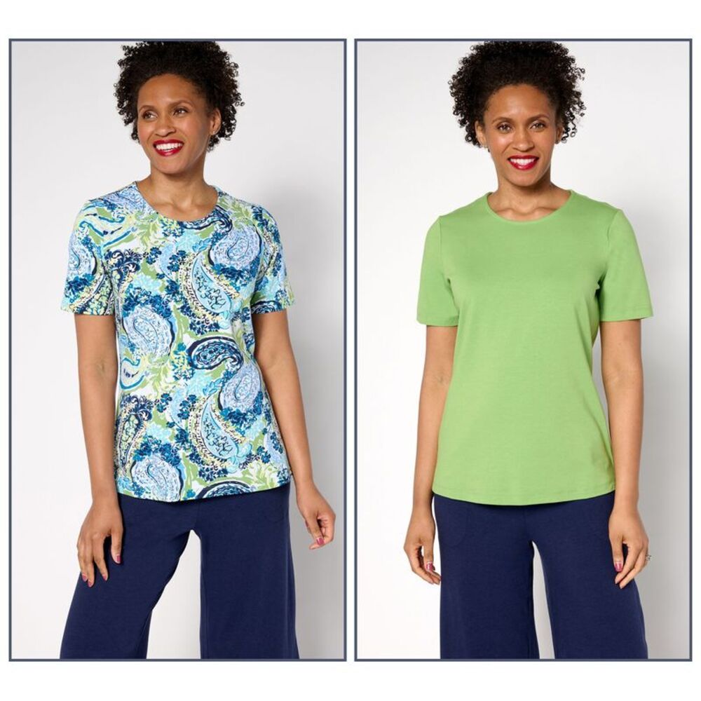 Liberare Women's Top Sz XL Denim & Co. Beach Jersey Printed Multi-colored